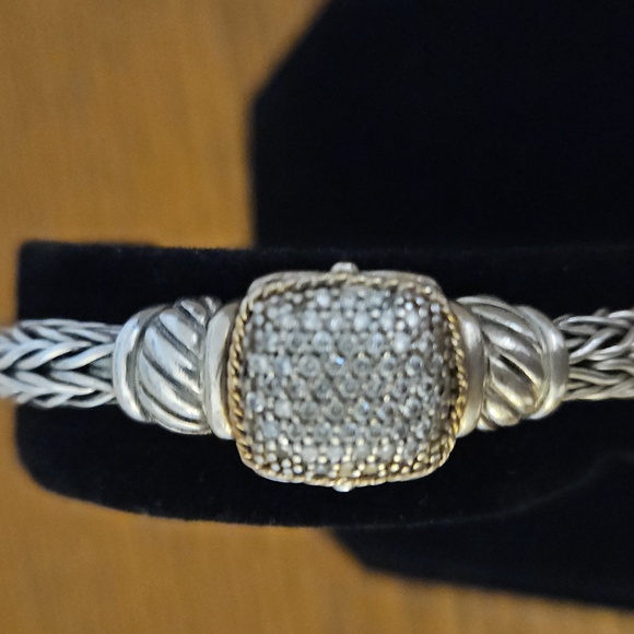 Authentic Effy 925 Silver and 18kt Yellow Gold Diamond Bracelet - Picture 6 of 8